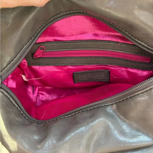 Chocolate Gray Velvet Bow Shoulder Bag - Picture 9 of 9